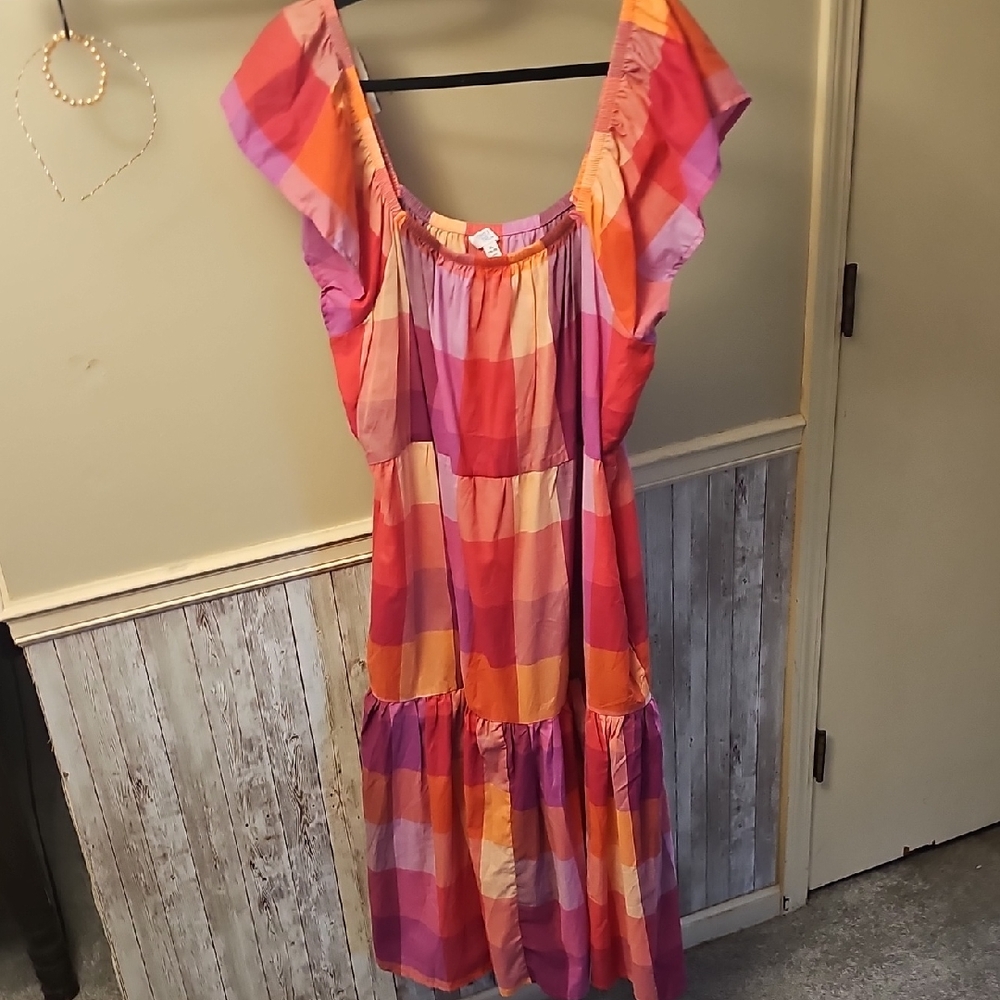 C5🖤🔹️Time and Tru Multicolor Off-Shoulder Dress